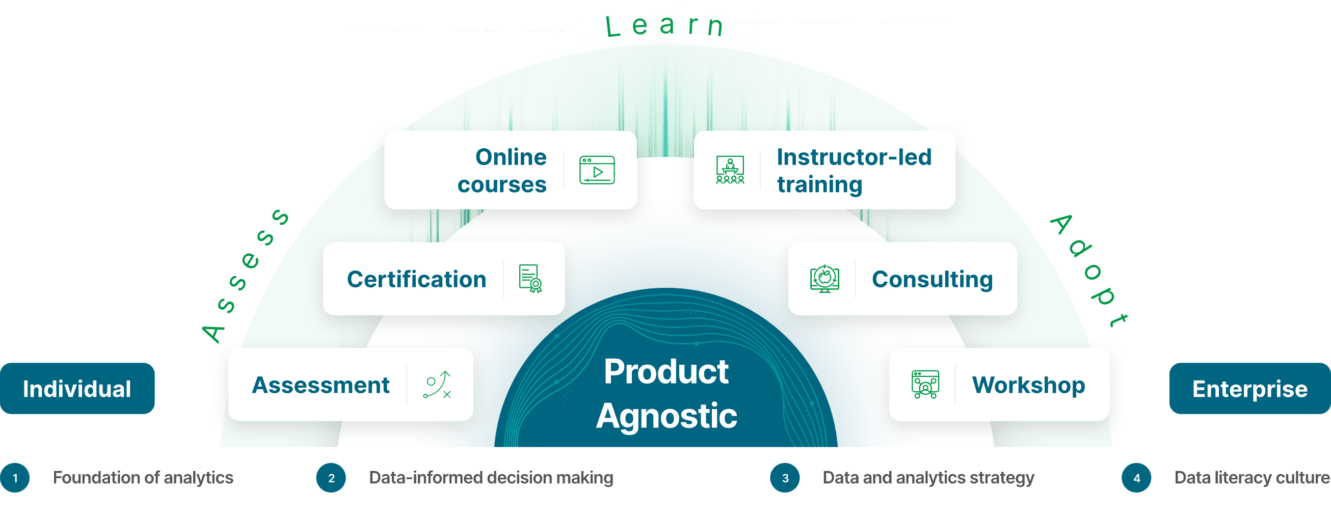 Image showcasing the data literacy program process, empowering workforce with data literacy training and consulting services.